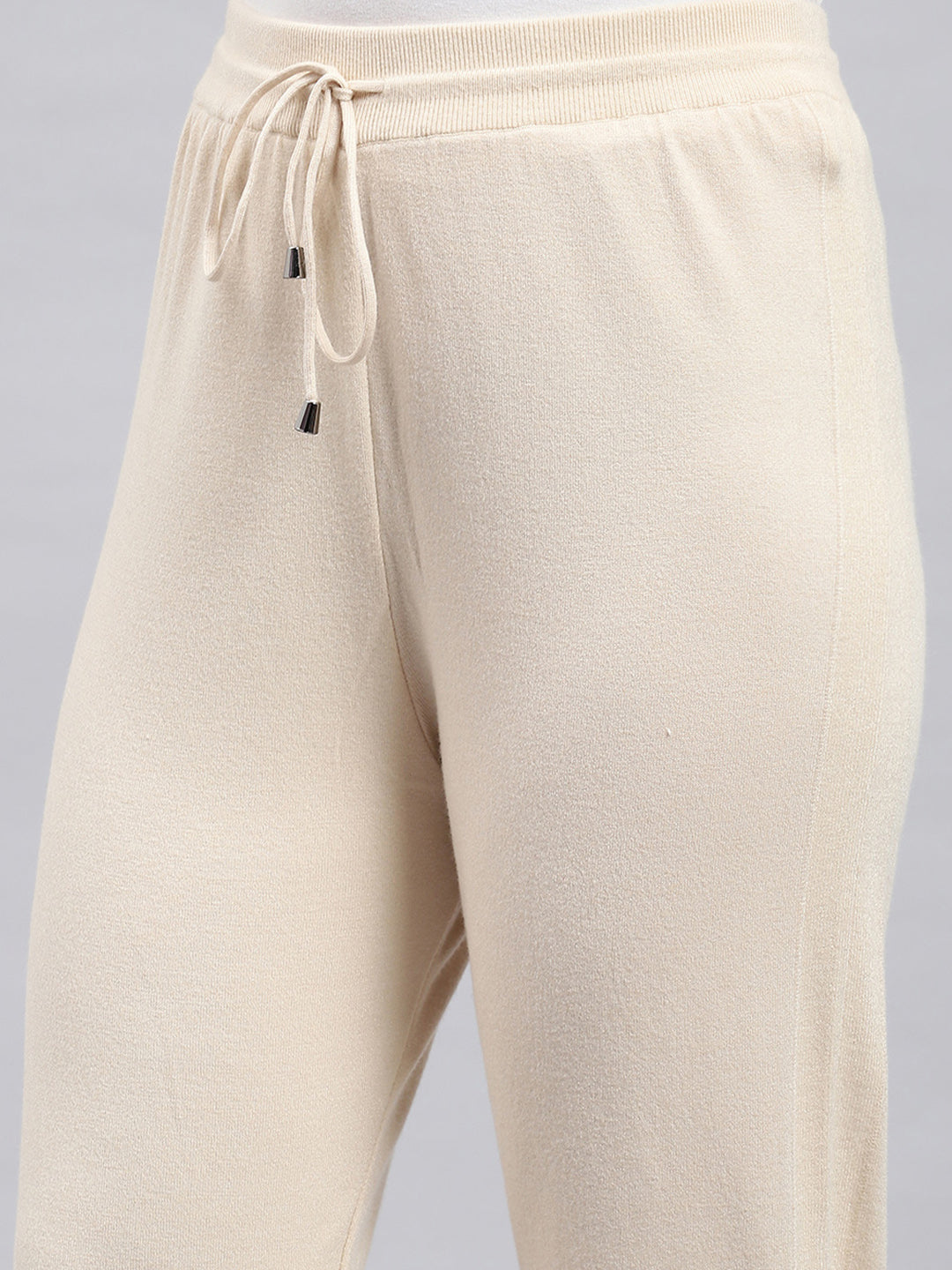 Women Beige Solid Round Neck Full Sleeve Cords Set