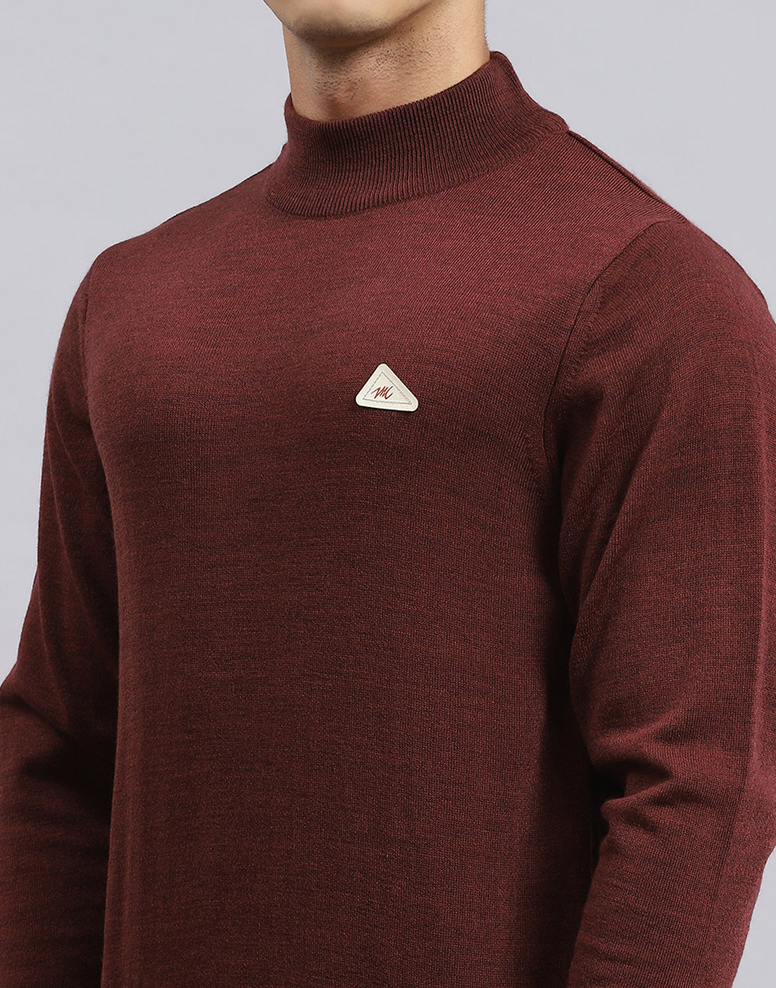 Men Rust Solid Turtle Neck Full Sleeve Pullover