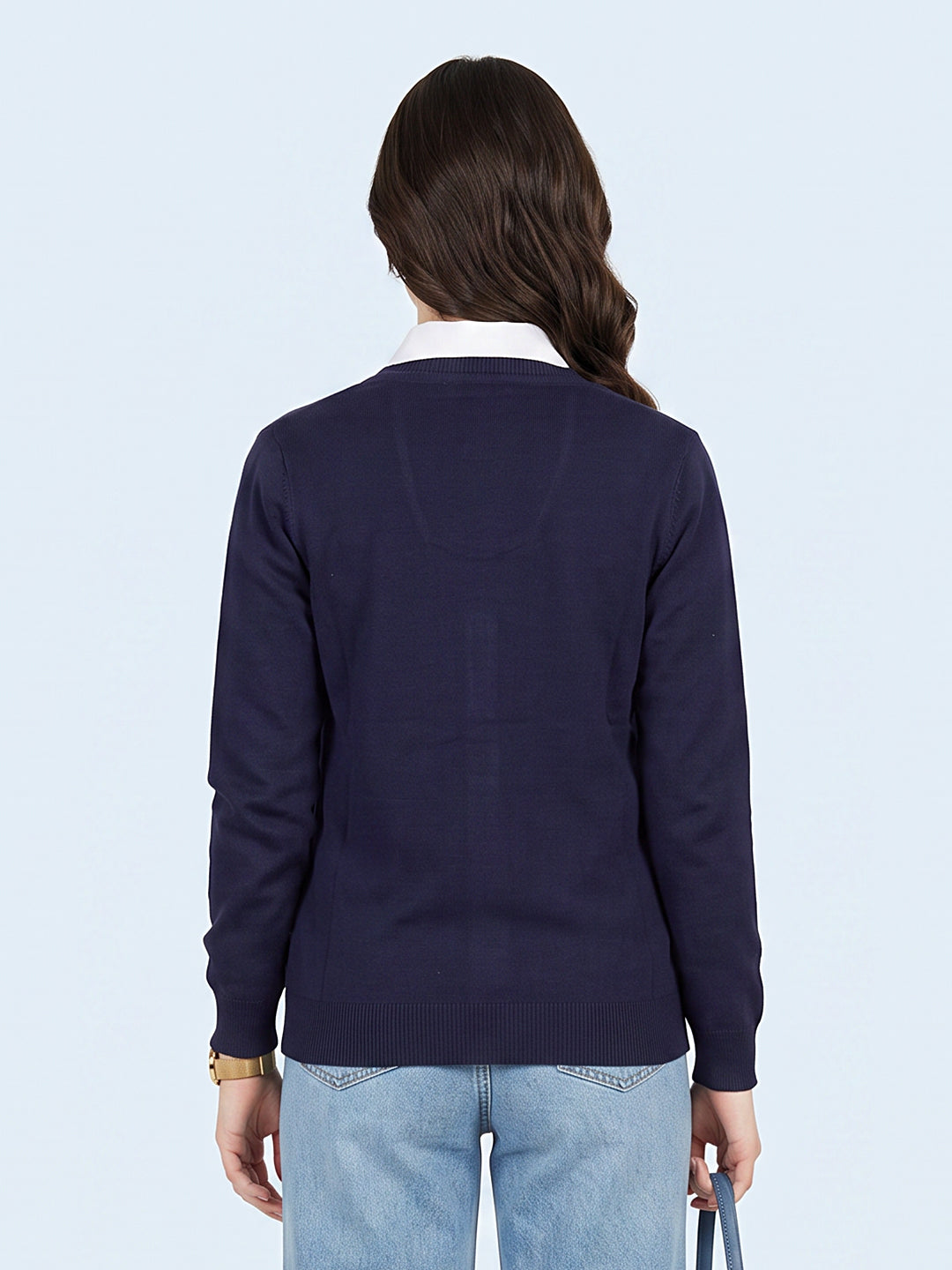 Women Purple Solid V Neck Full Sleeve Cardigan