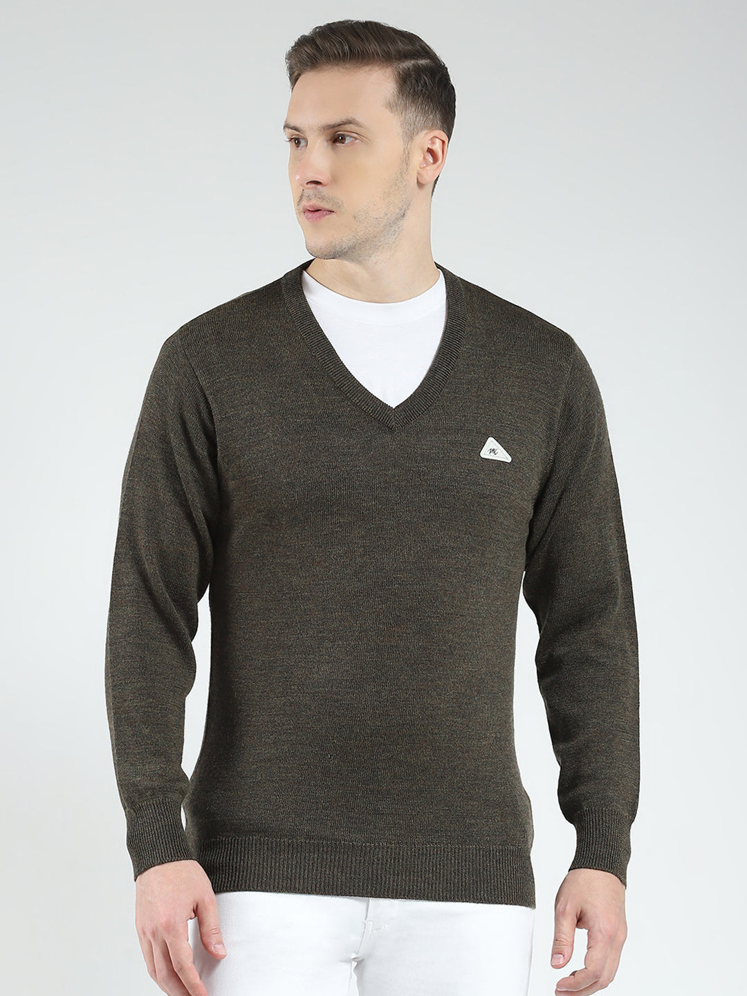 Men's Green Solid Pullovers