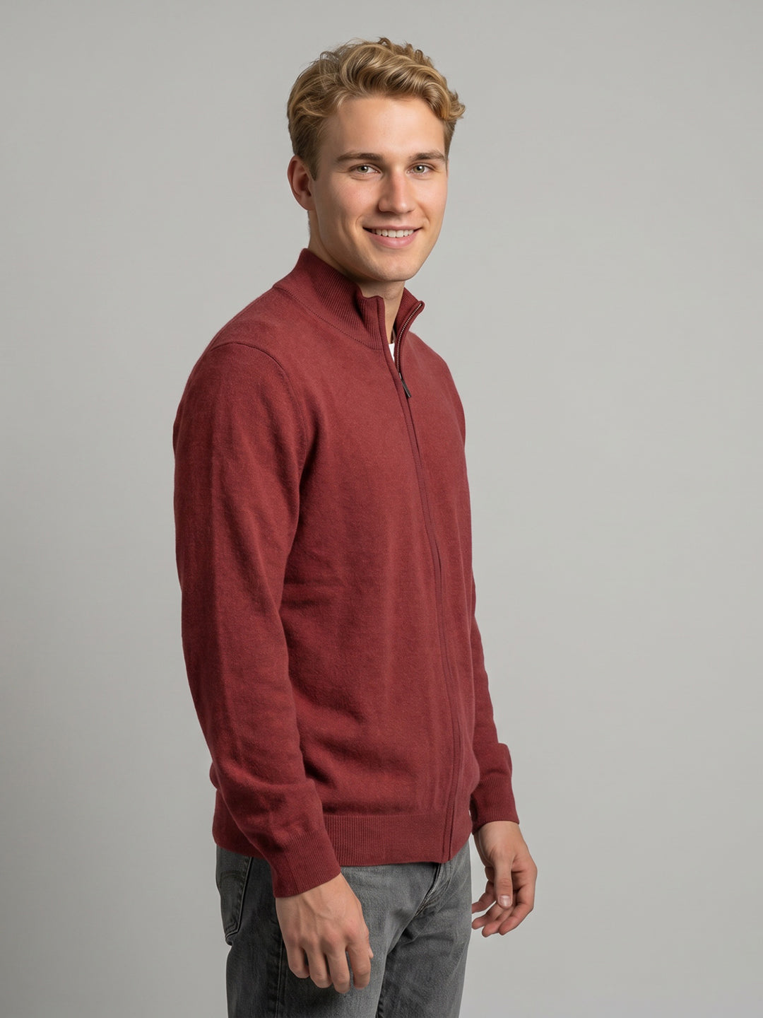 Luxuria Men Red Self Design Turtle Neck Full Sleeve Pullover