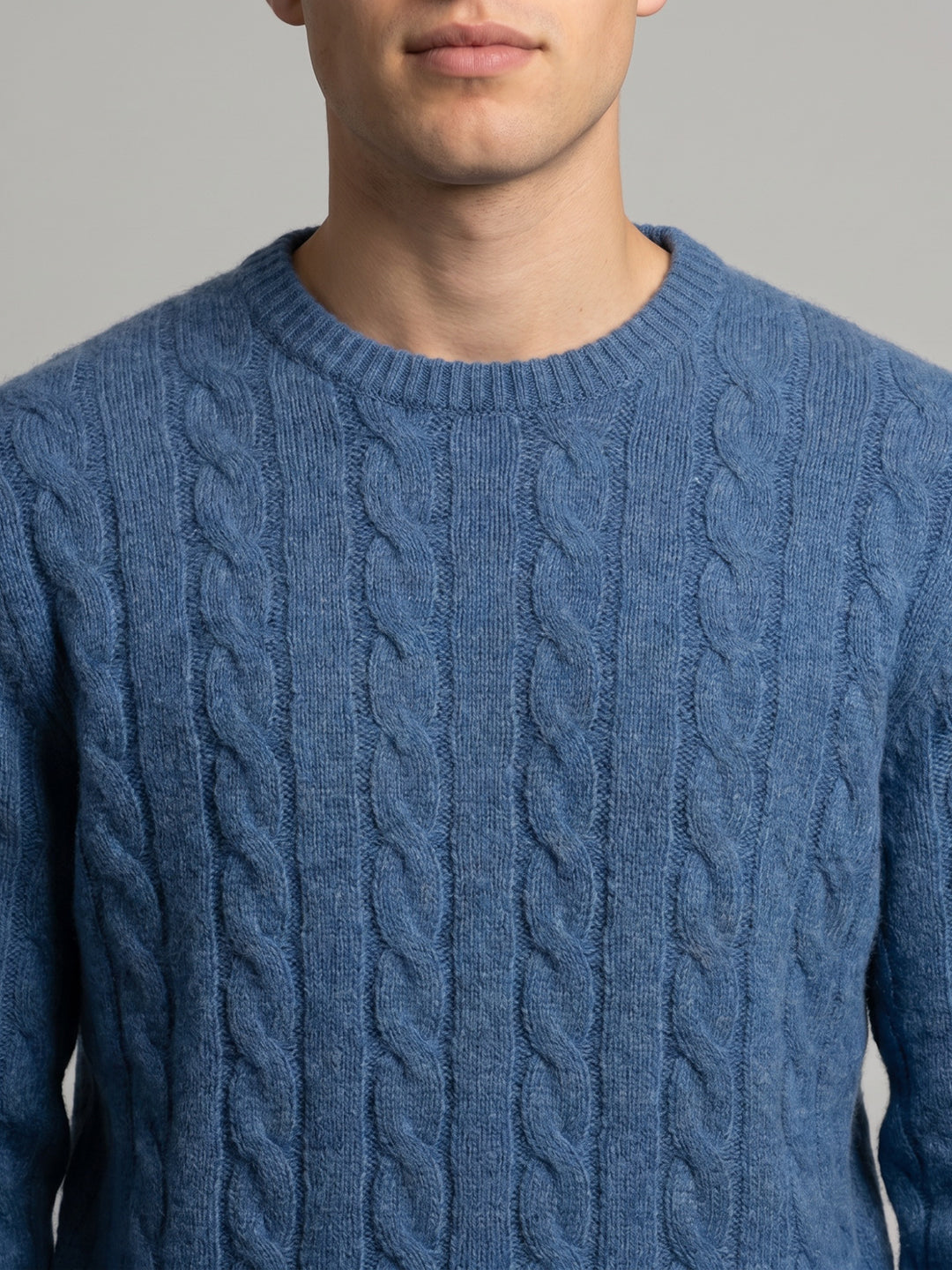 Luxuria Men Blue Self Design Round Neck Full Sleeve Pullover