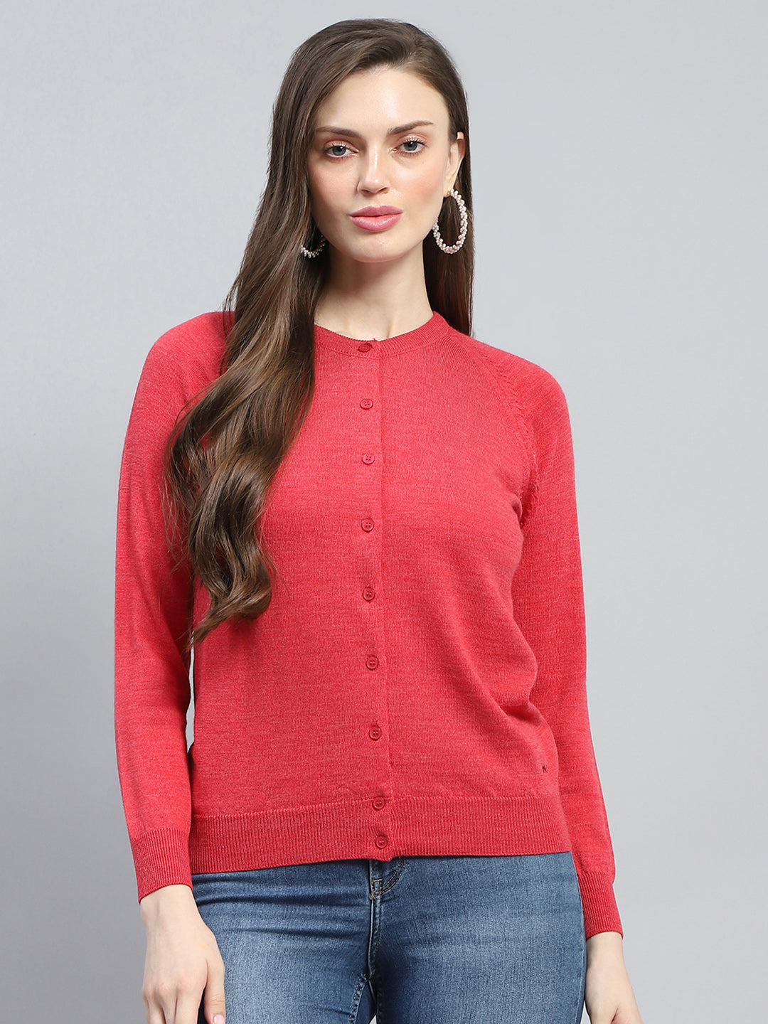 Round Neck Long Sleeve Cardigan