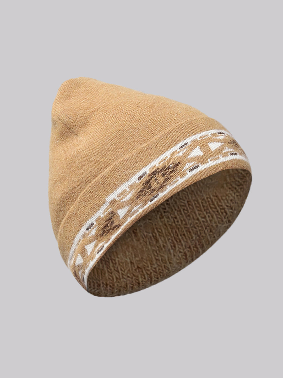Men Camel Brown Self Design Cap