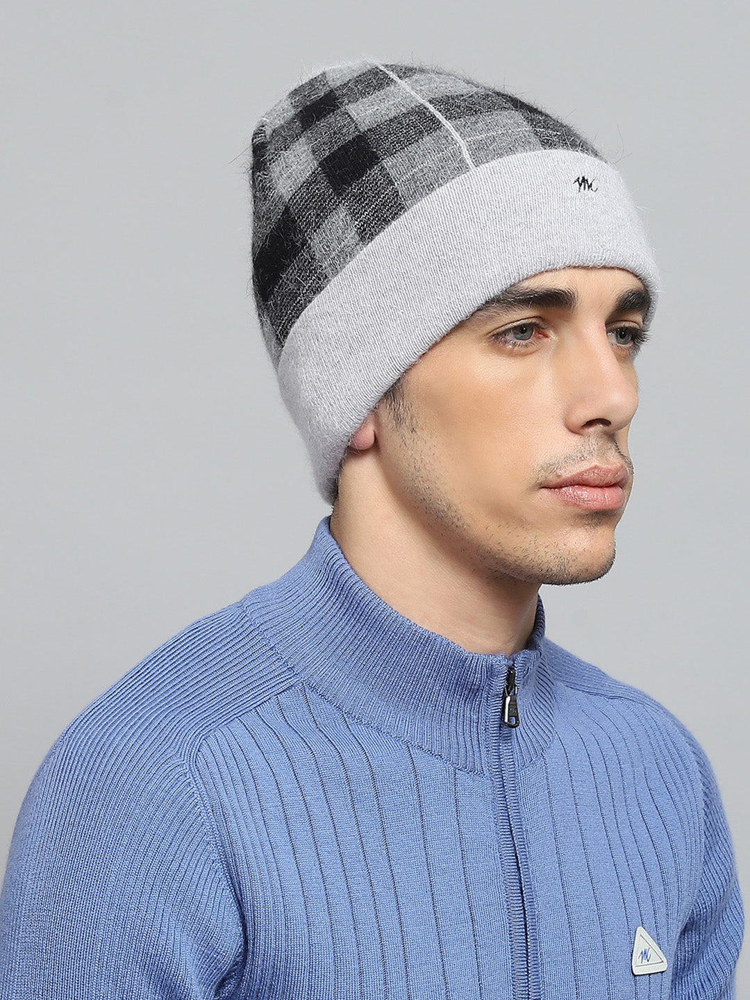 Men Grey Self Design Cap