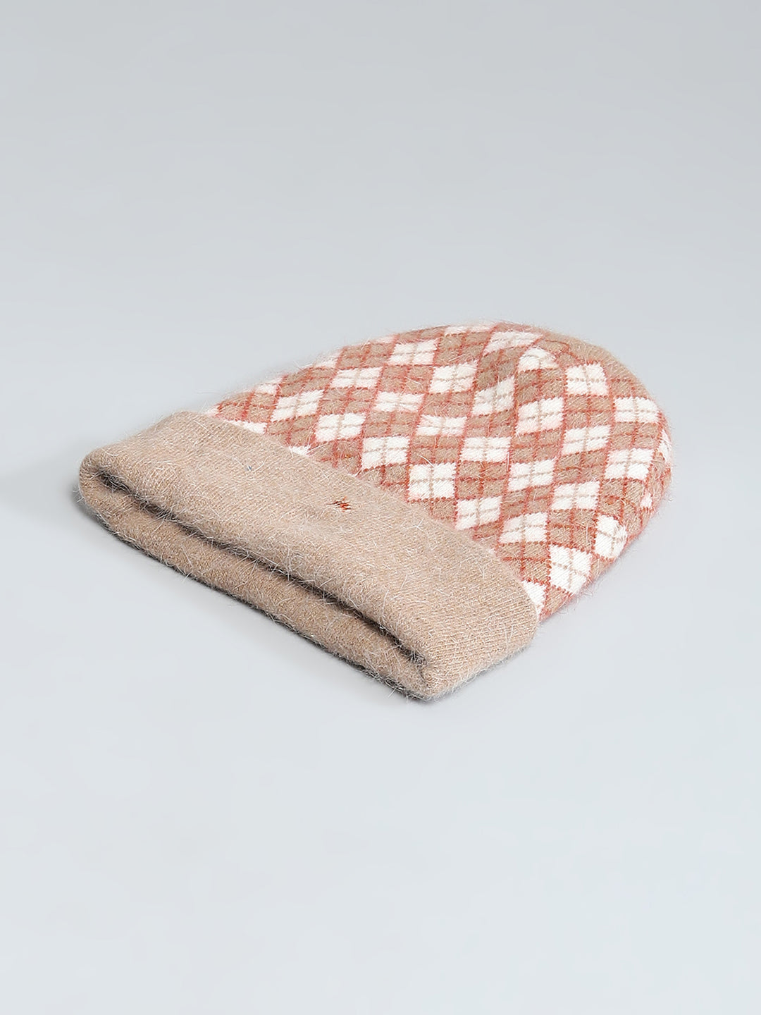 Men Camel Brown Self Design Cap