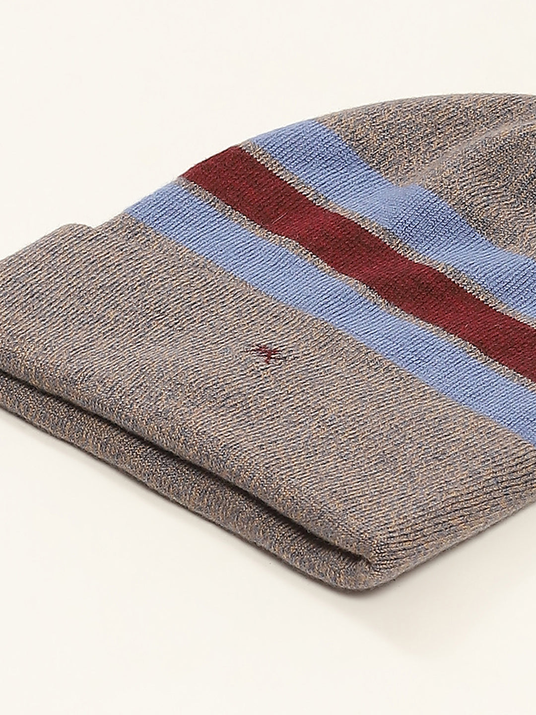 Men Beige Self Design Cap