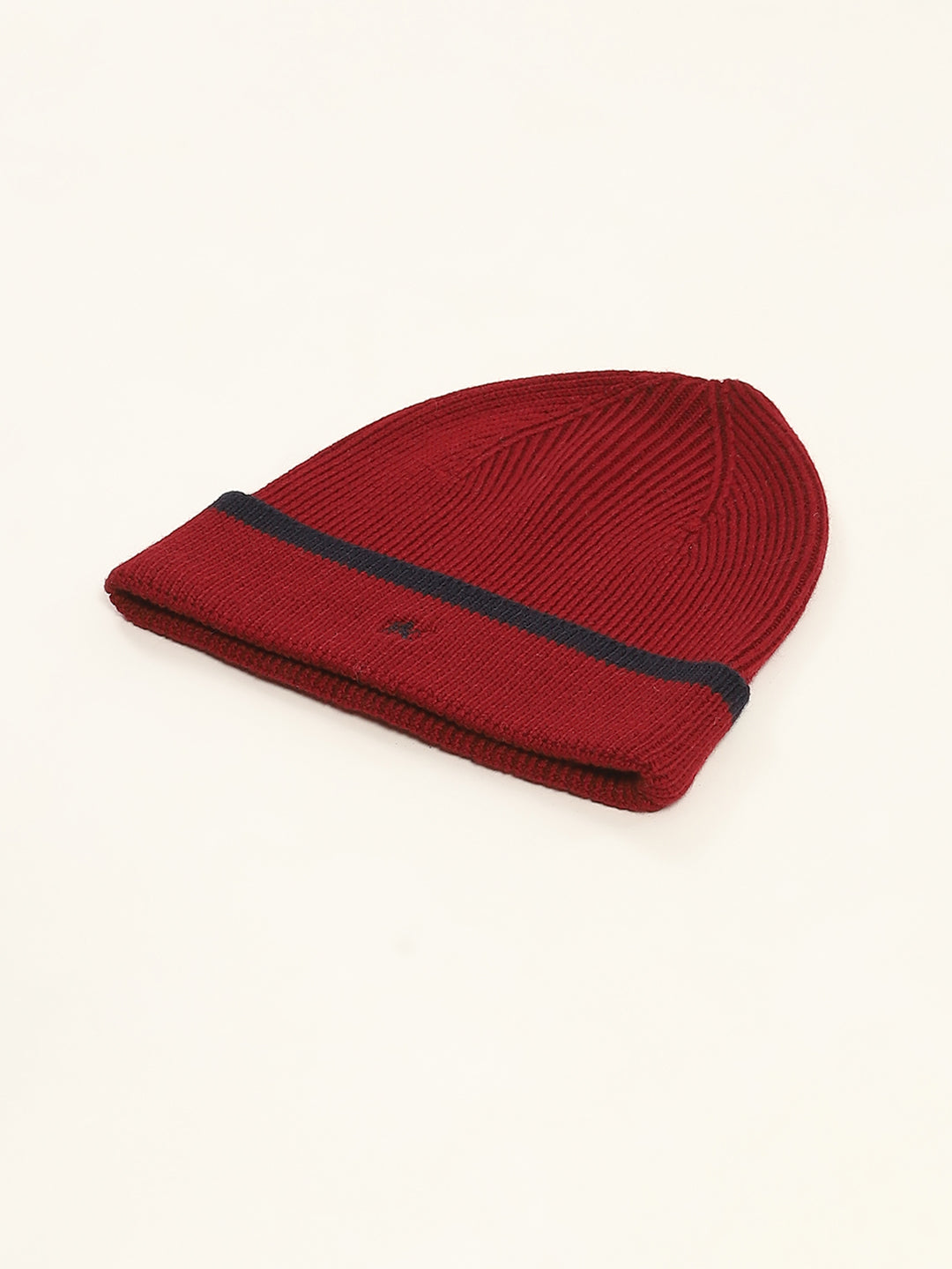 Men Maroon Self Design Cap