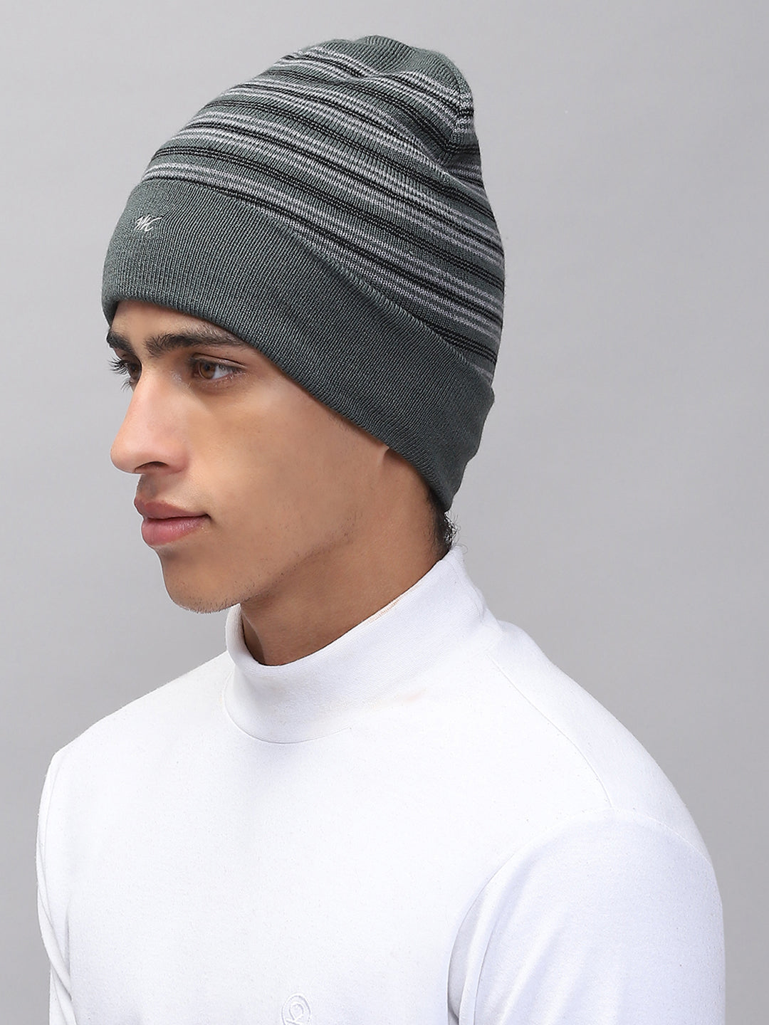 Men Green Self Design Cap