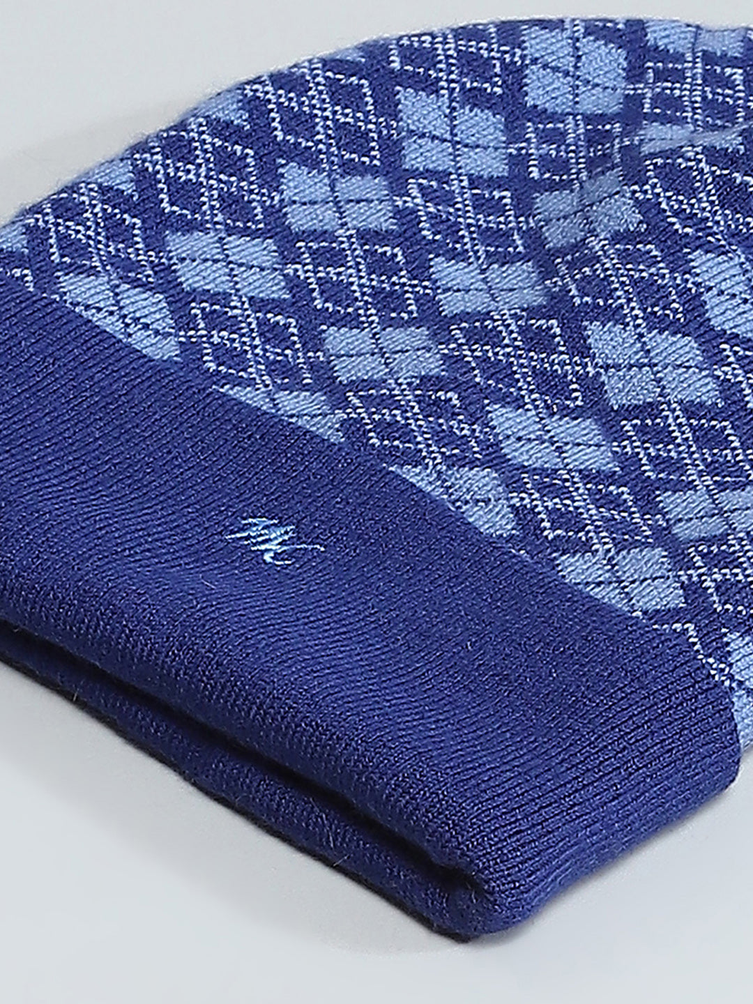 Men Blue Self Design Cap