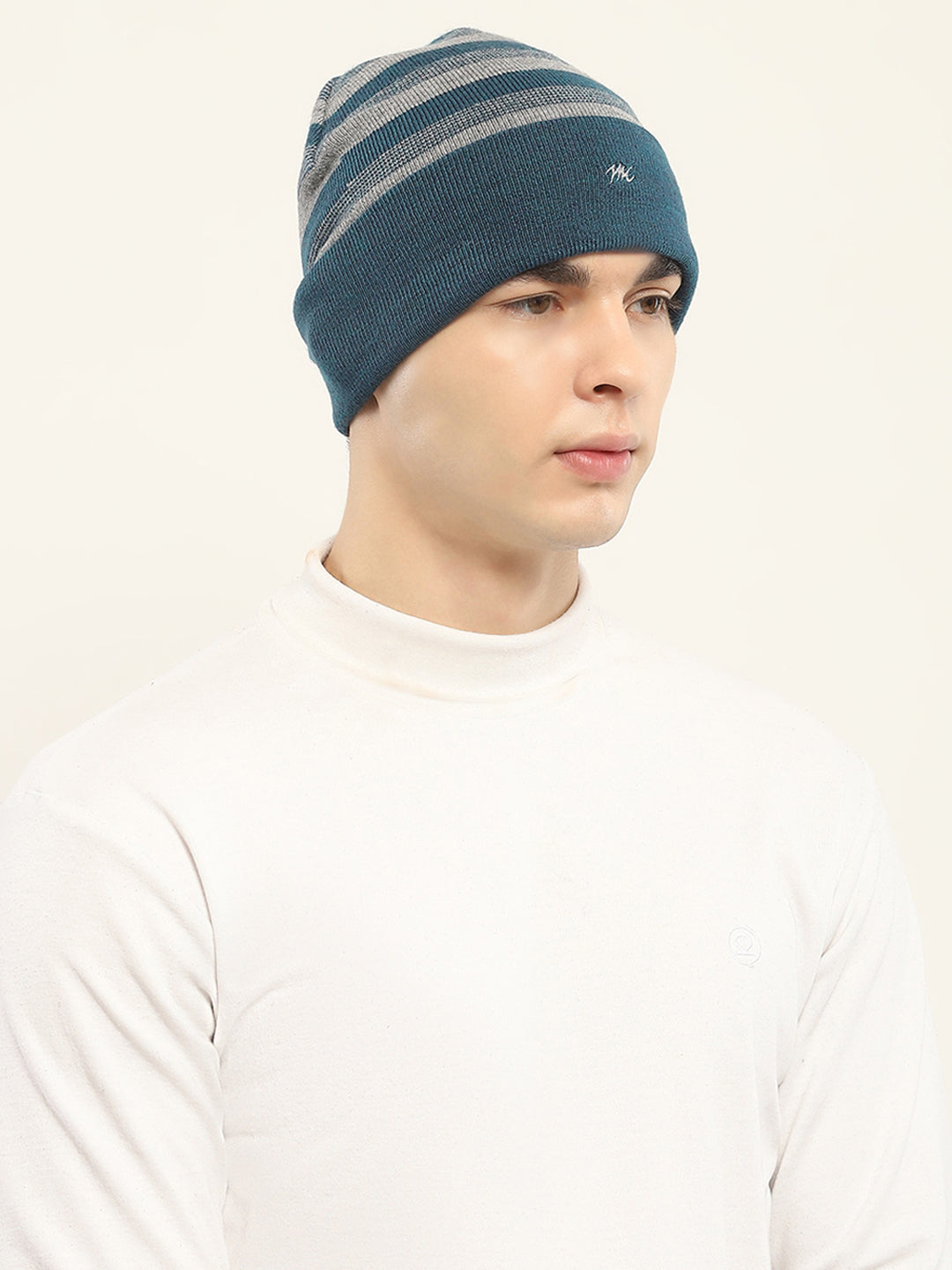 Men Green Self Design Cap