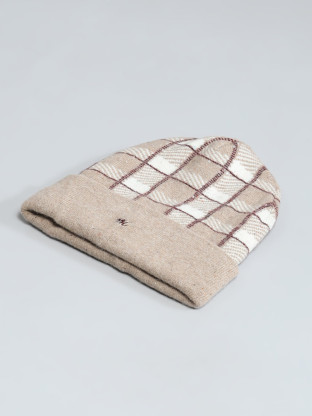 Men Beige Self Design Cap