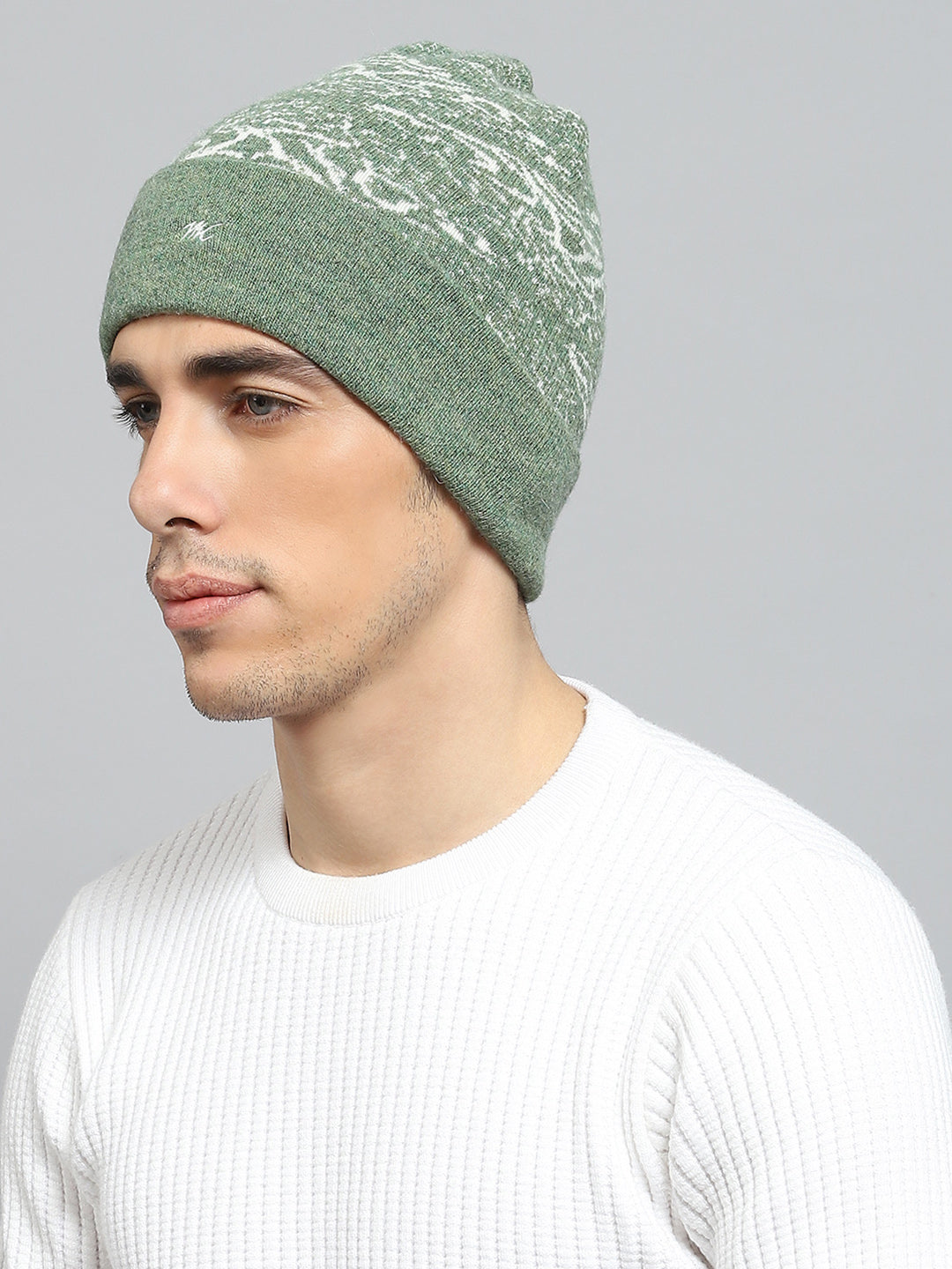 Men Green Self Design Cap