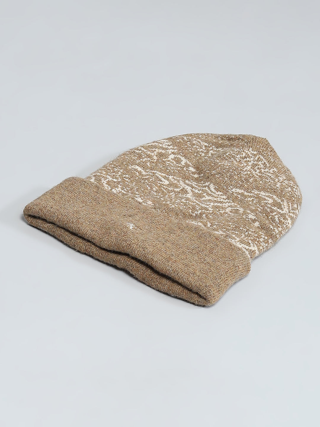 Men Brown Self Design Cap