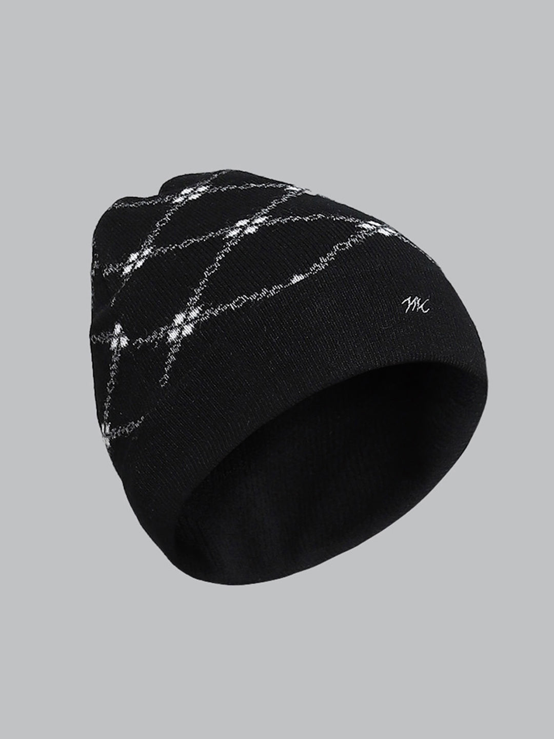 Men Black Self Design Cap