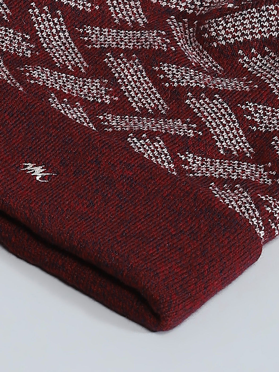 Men Maroon Self Design Cap