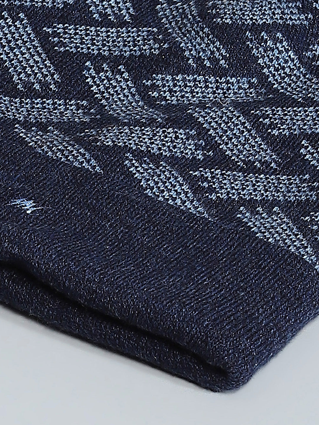 Men Navy Blue Self Design Cap