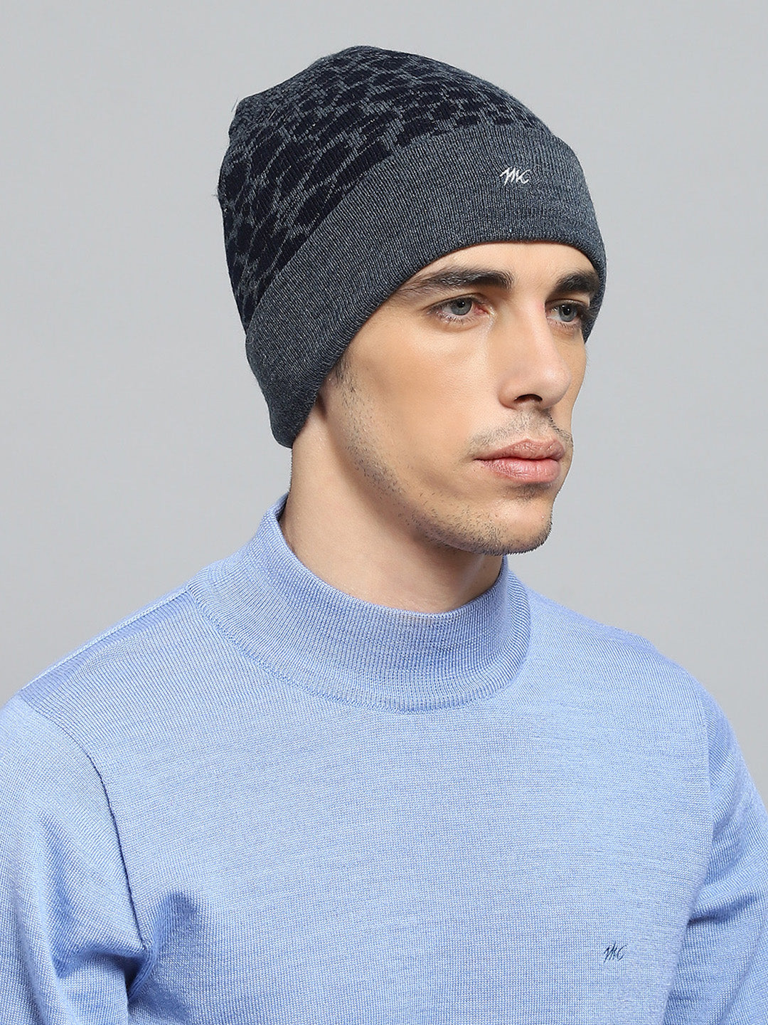 Men Blue Self Design Cap
