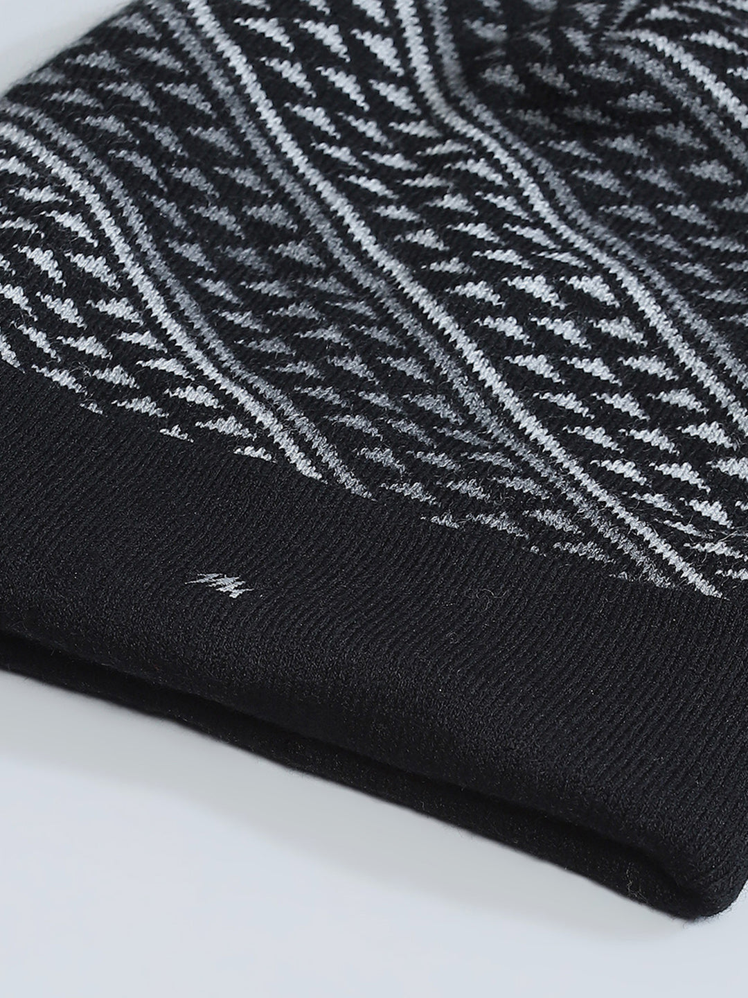 Men Black Self Design Cap