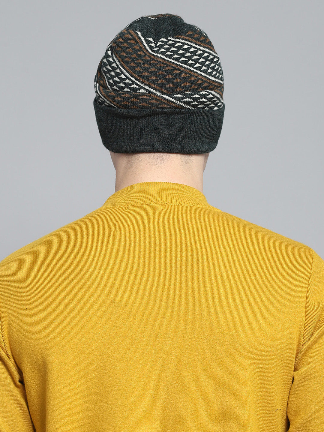 Men Green Self Design Cap