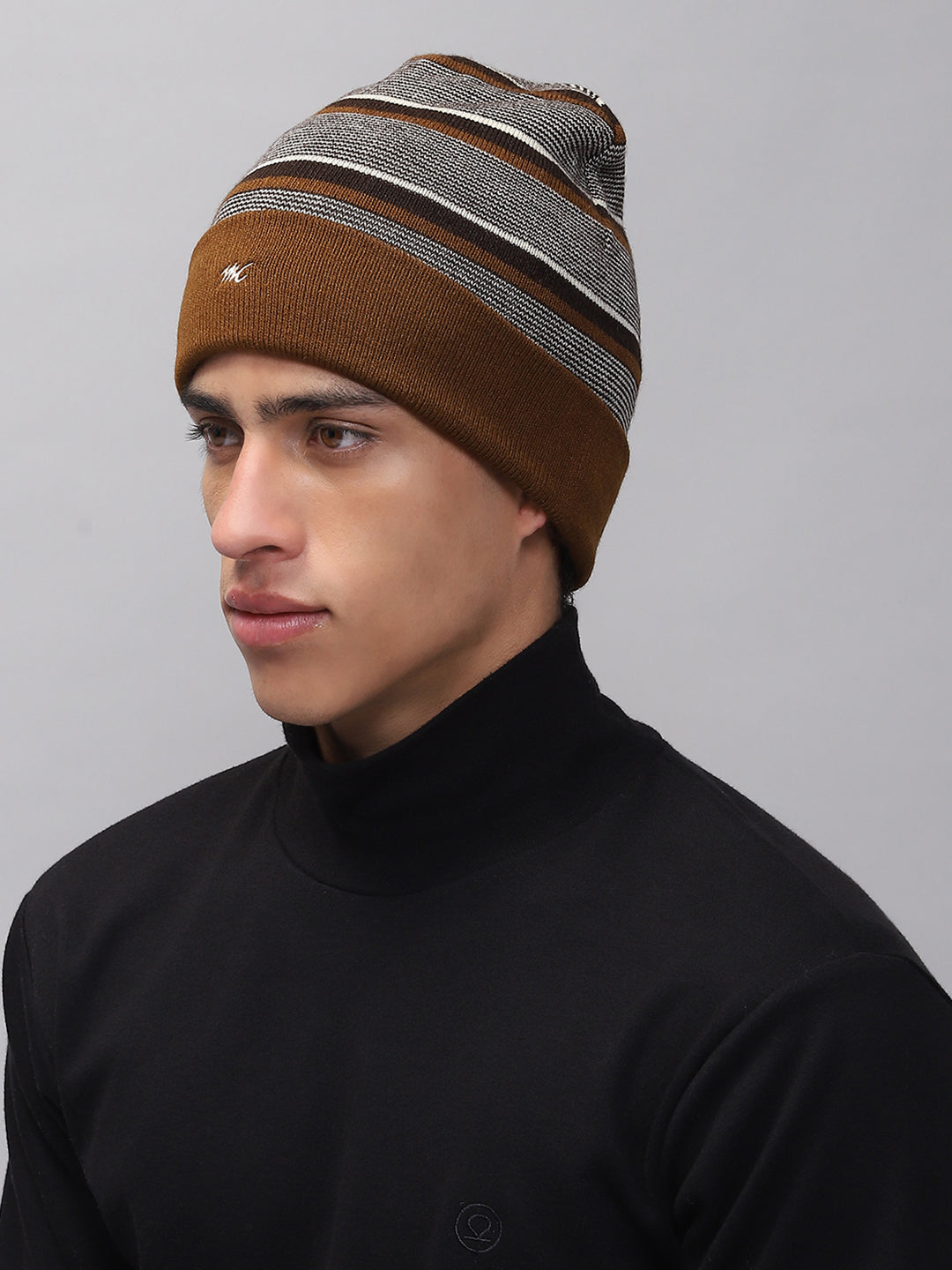 Men Rust Self Design Cap