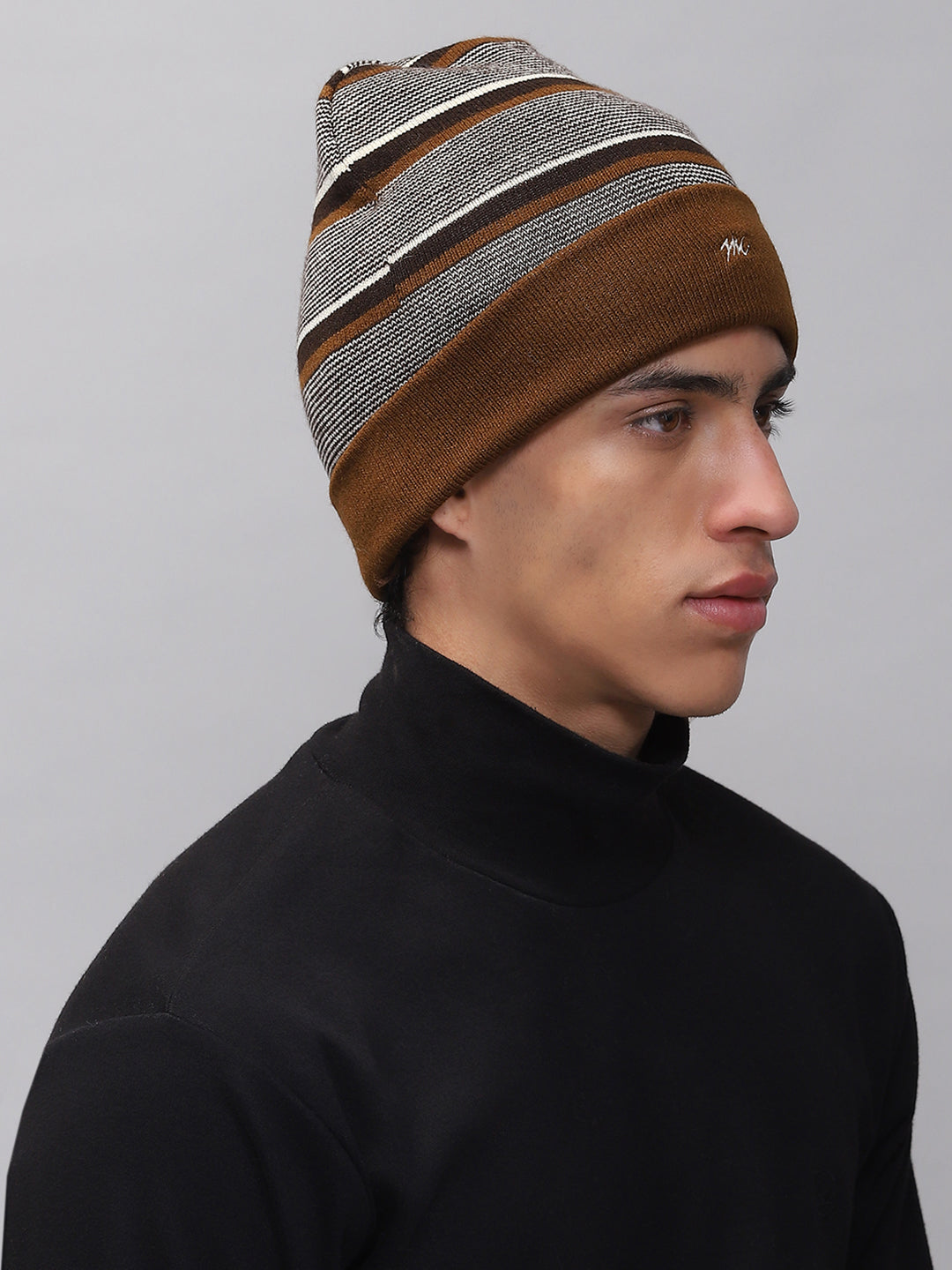 Men Rust Self Design Cap