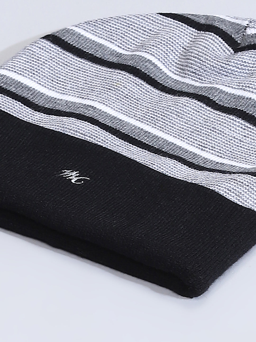 Men Black Self Design Cap