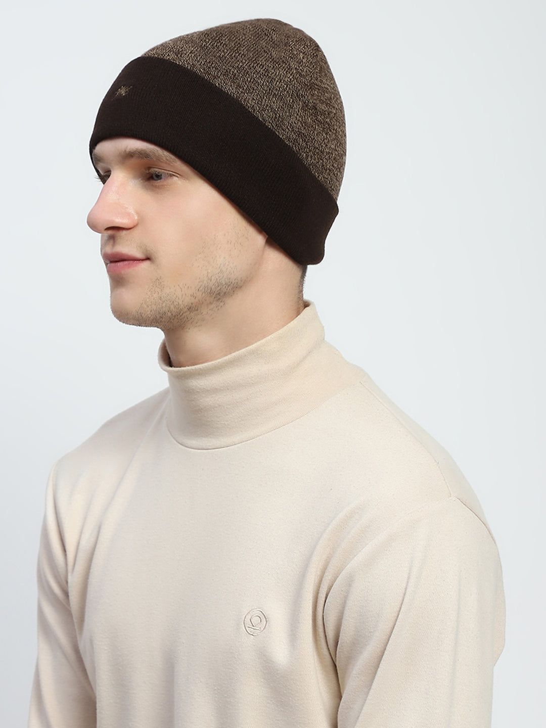 Men Brown Self Design Cap