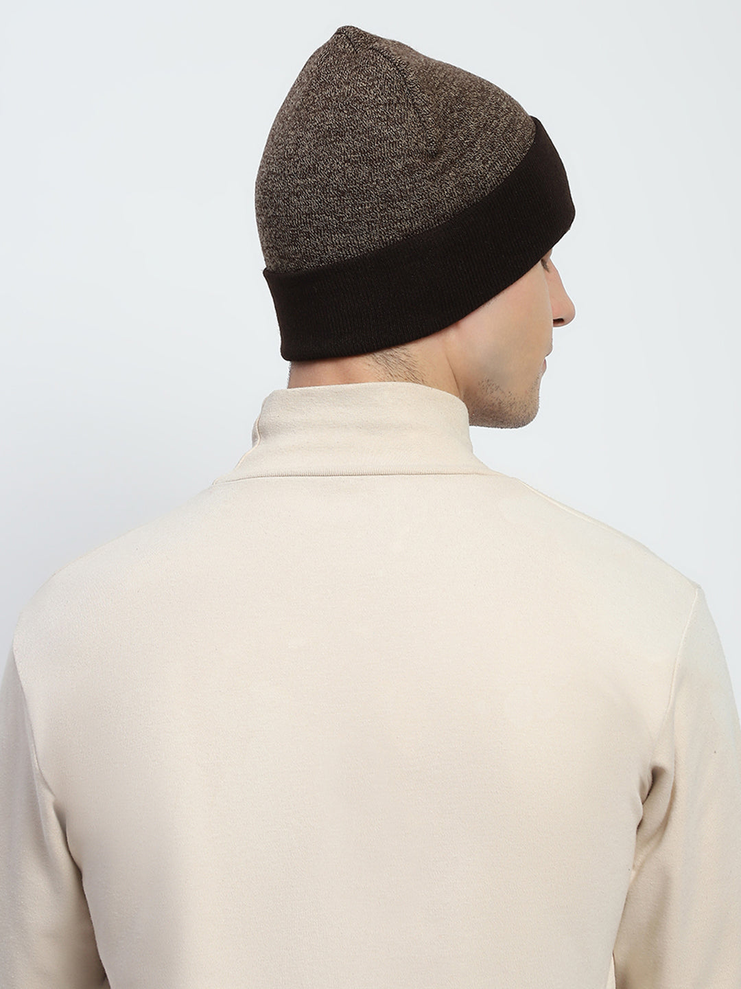 Men Brown Self Design Cap