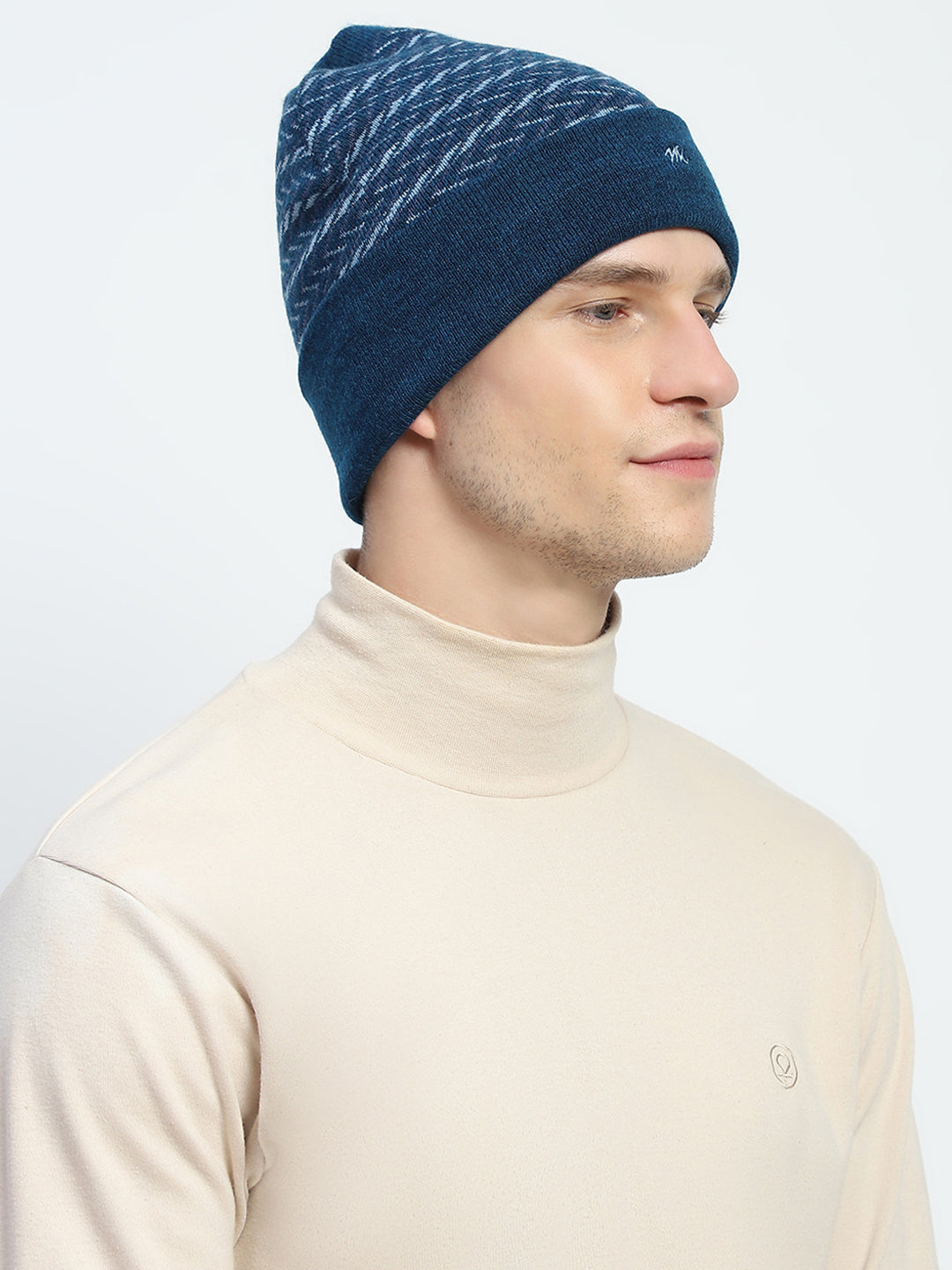 Men Blue Self Design Cap