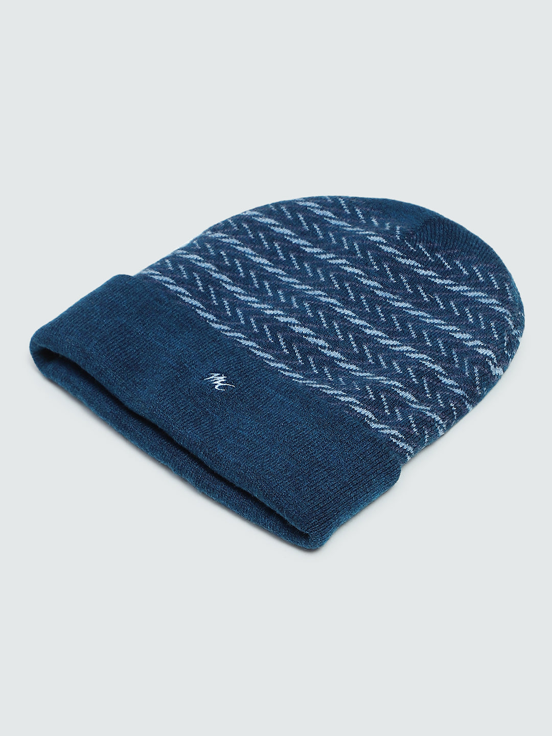 Men Blue Self Design Cap