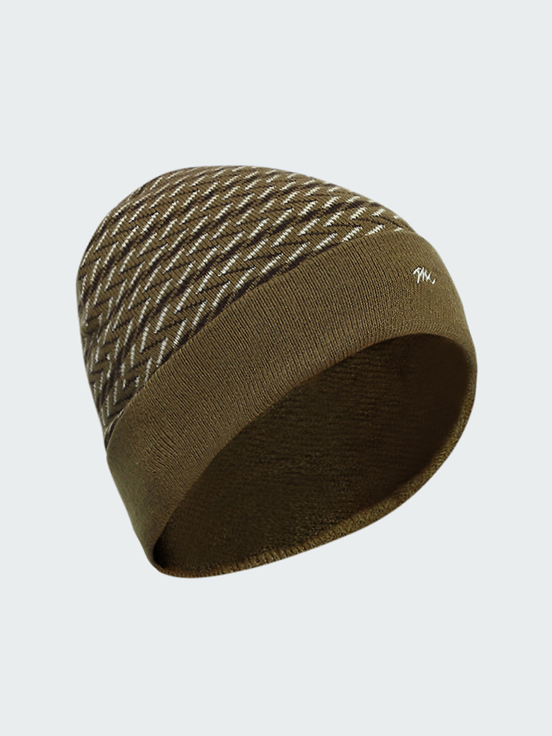 Men Olive Self Design Cap