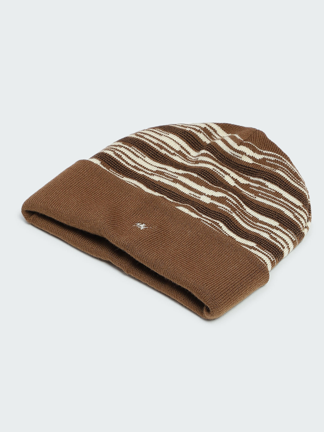 Men Brown Self Design Cap