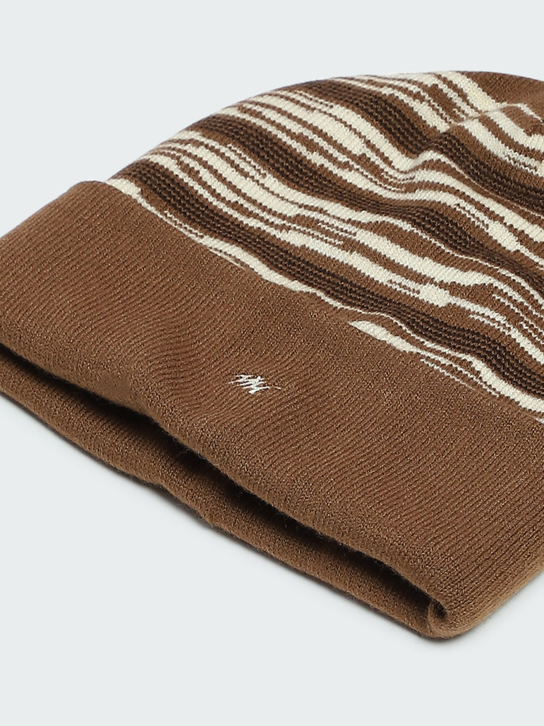 Men Brown Self Design Cap