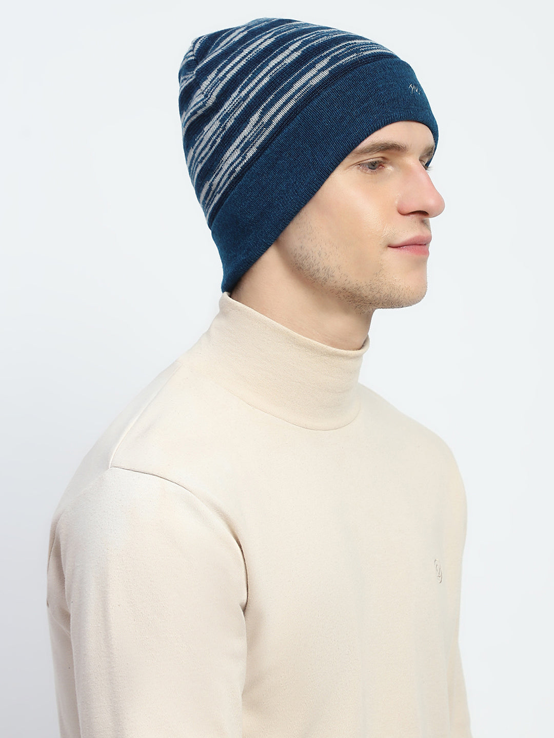 Men Blue Self Design Cap