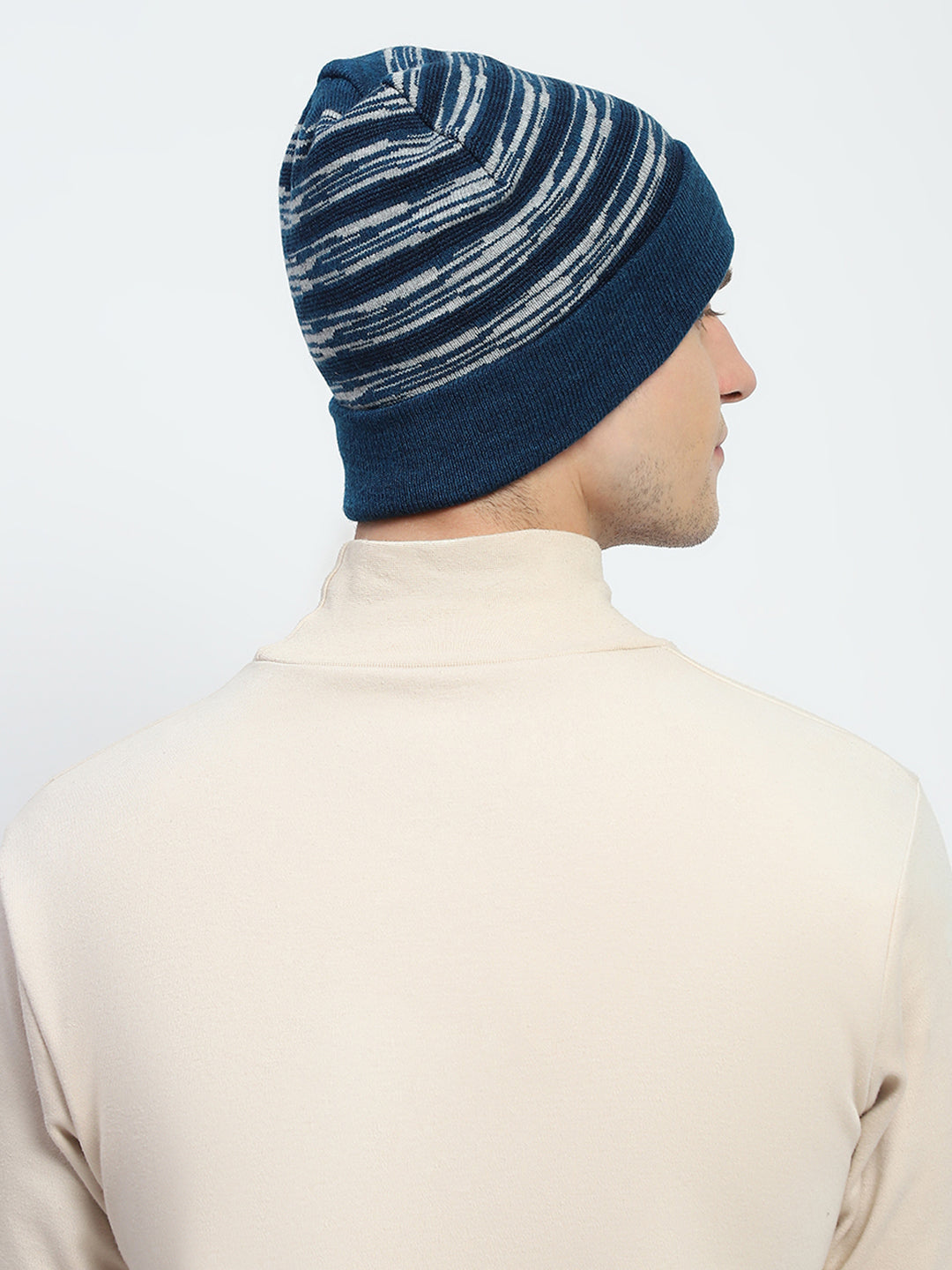 Men Blue Self Design Cap