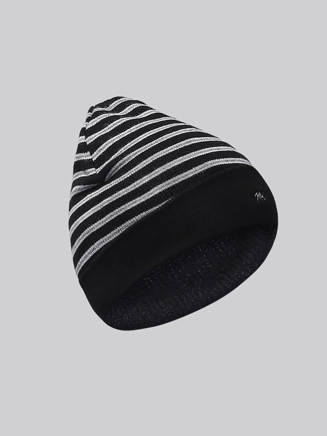 Men Black Self Design Cap