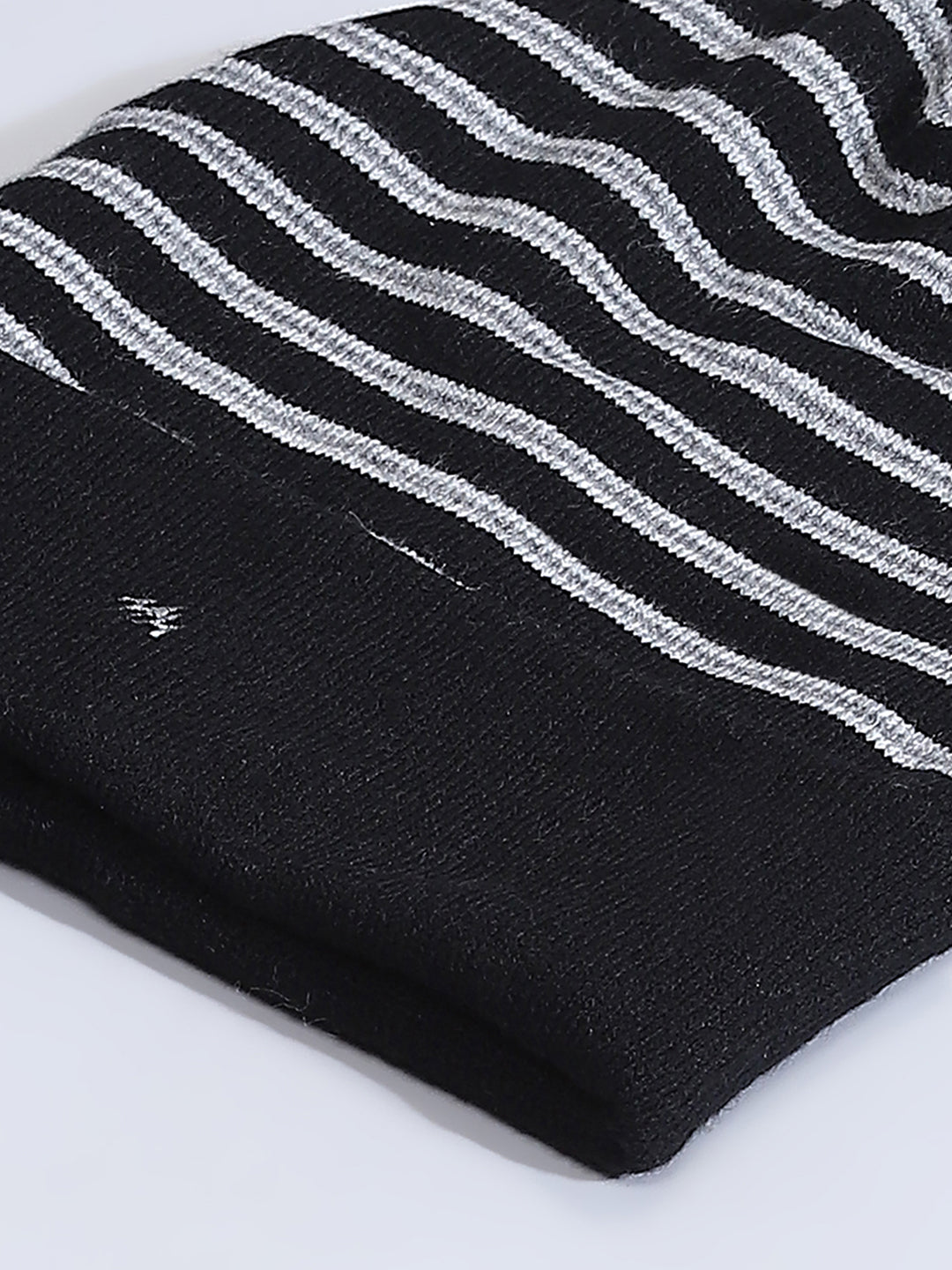 Men Black Self Design Cap