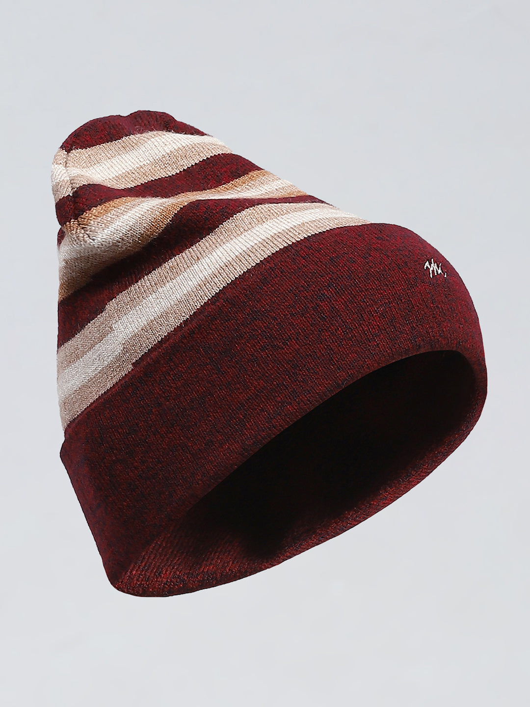 Men Red Self Design Blend Wool Cap
