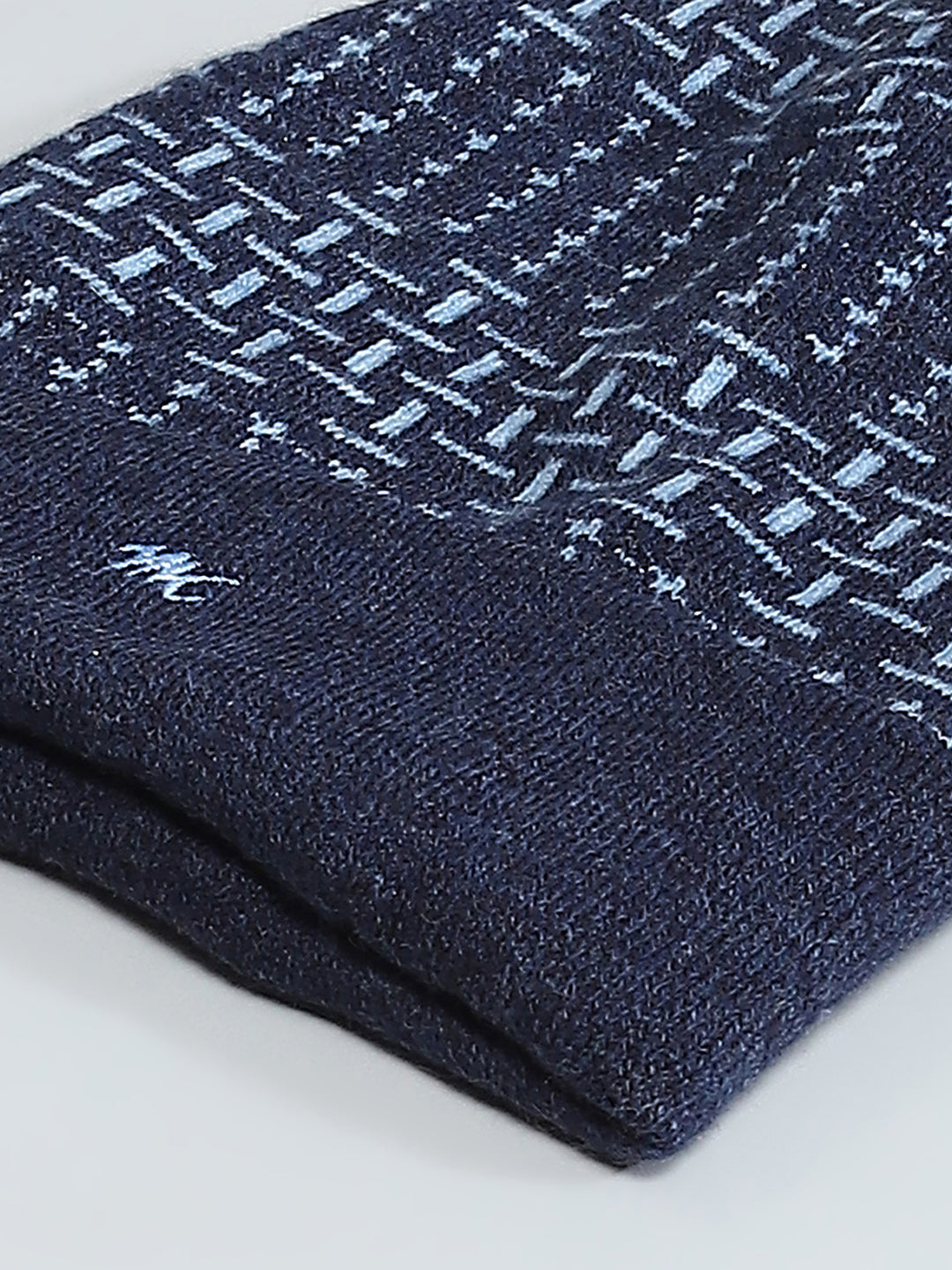 Men Navy Blue Self Design Cap