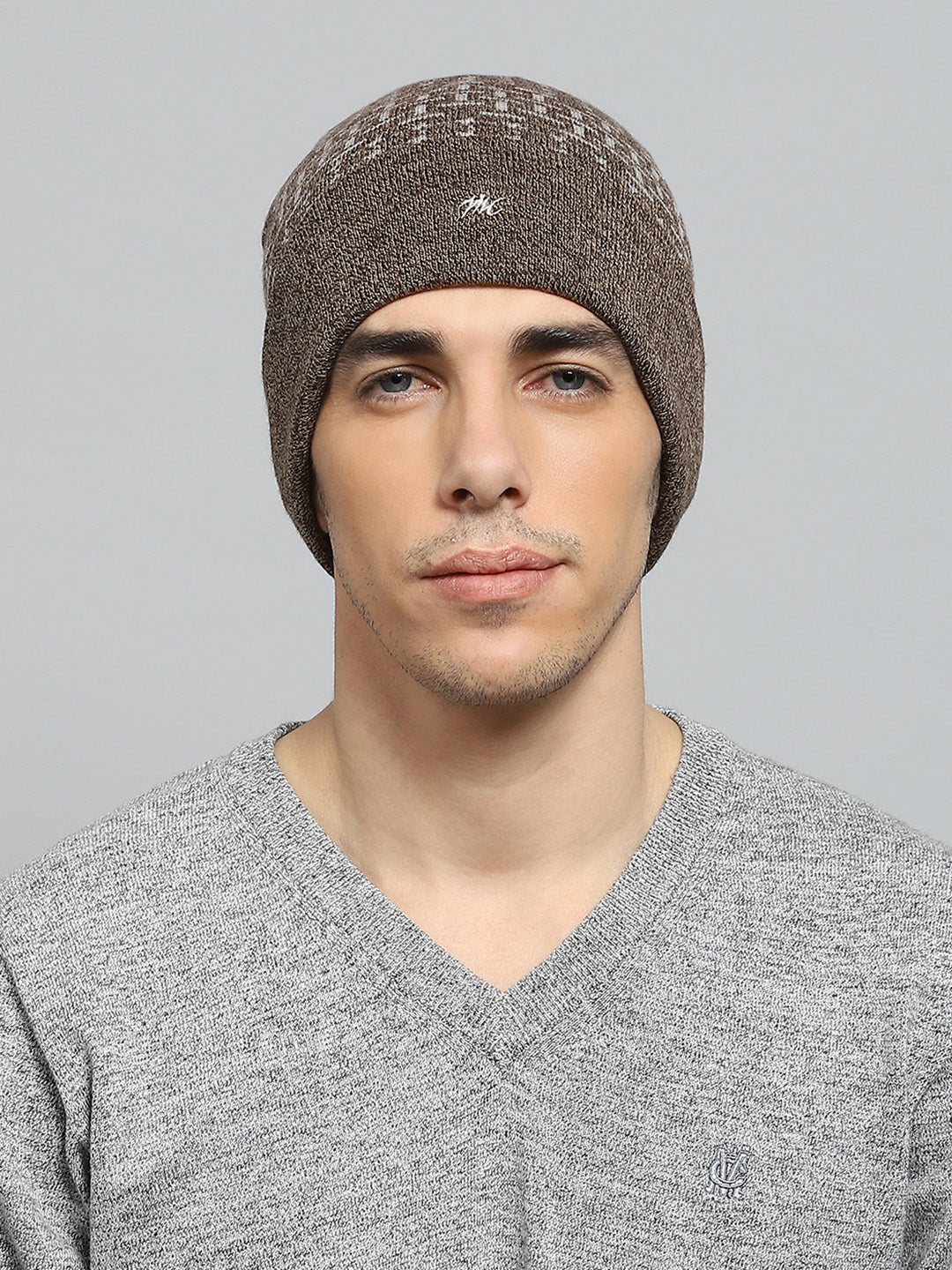 Men Grey Self Design Cap