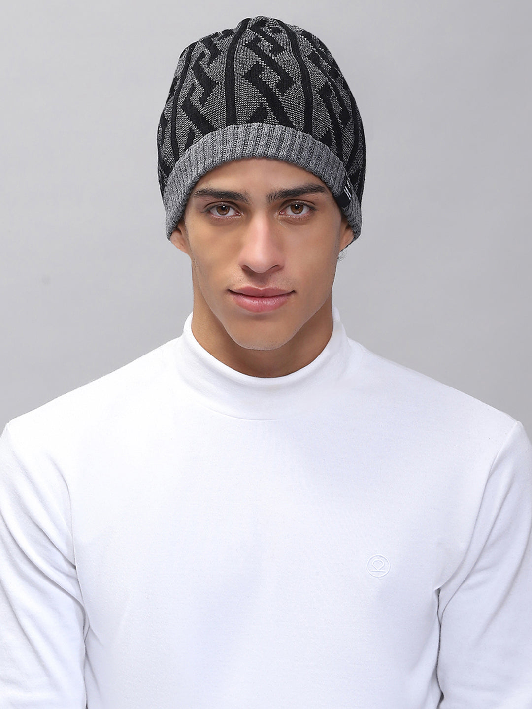 Men Grey Self Design Cap