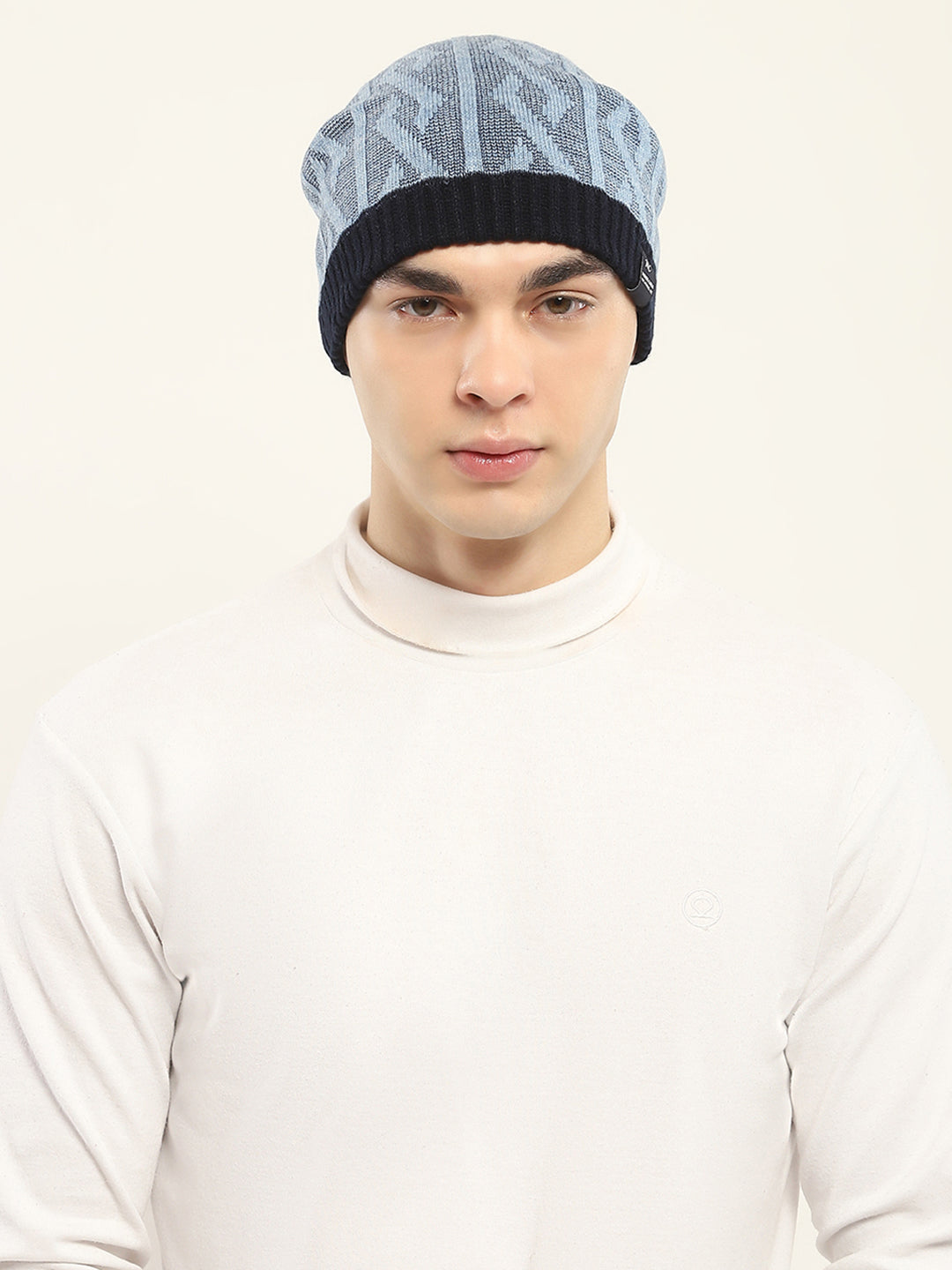 Men Grey Self Design Cap