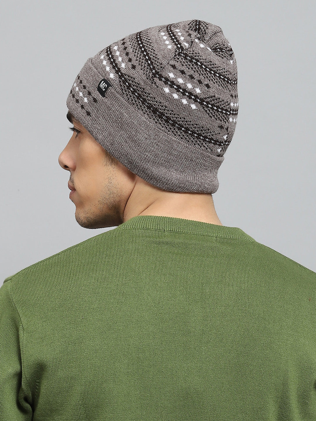 Men Brown Self Design Cap