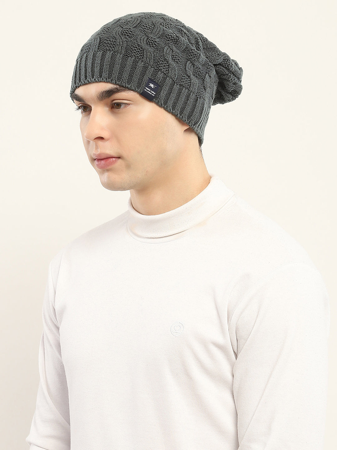 Men Grey Self Design Cap