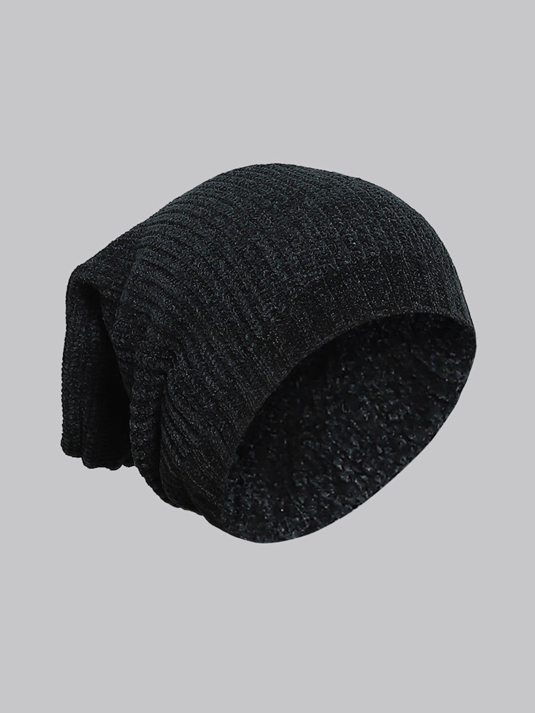 Men Black Self Design Cap