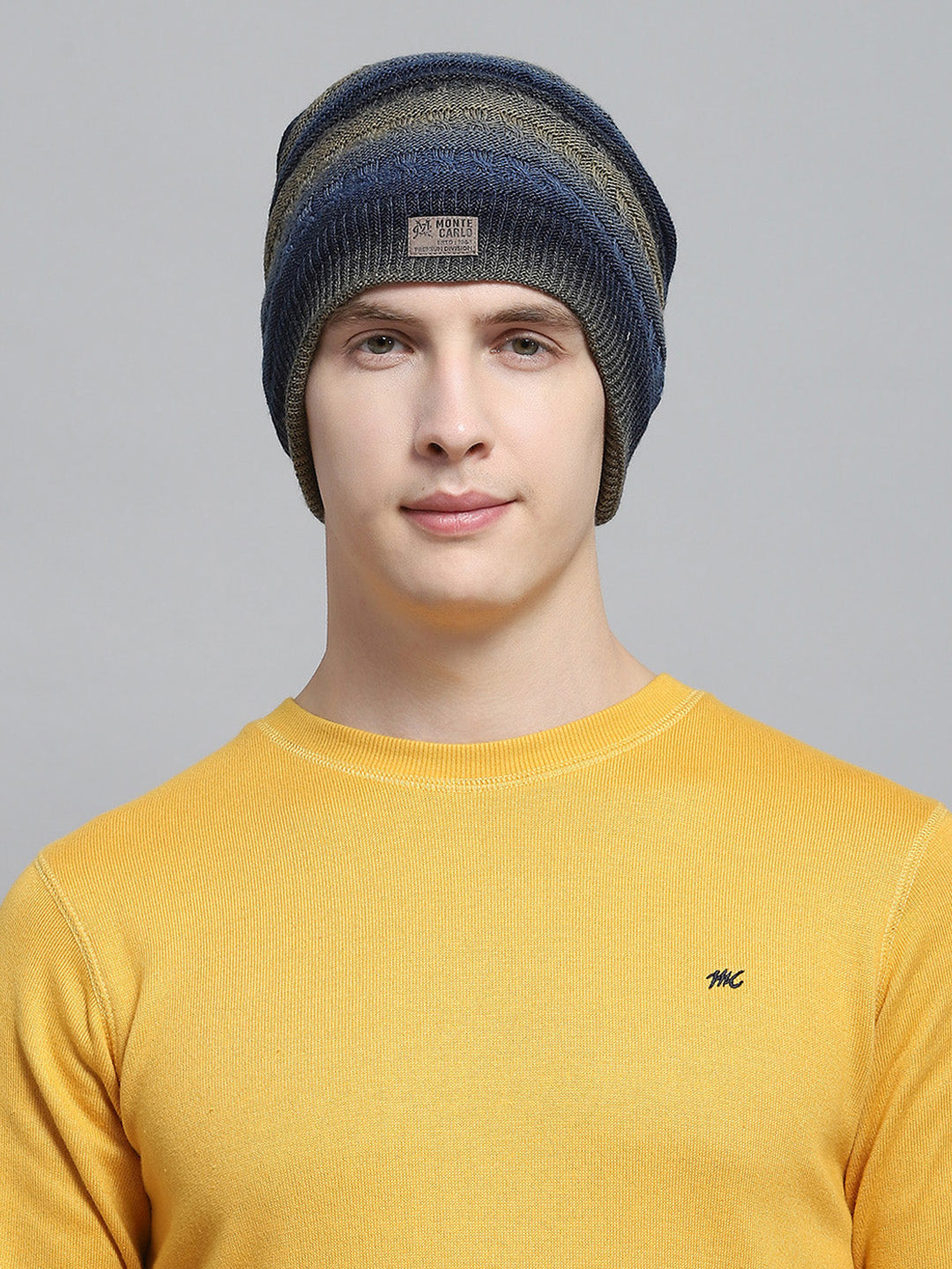 Men Blue Self Design Cap