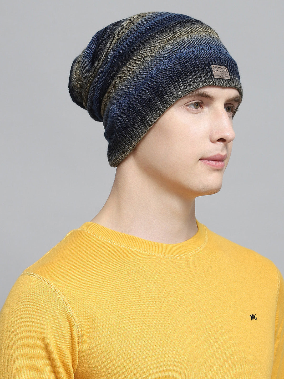 Men Blue Self Design Cap