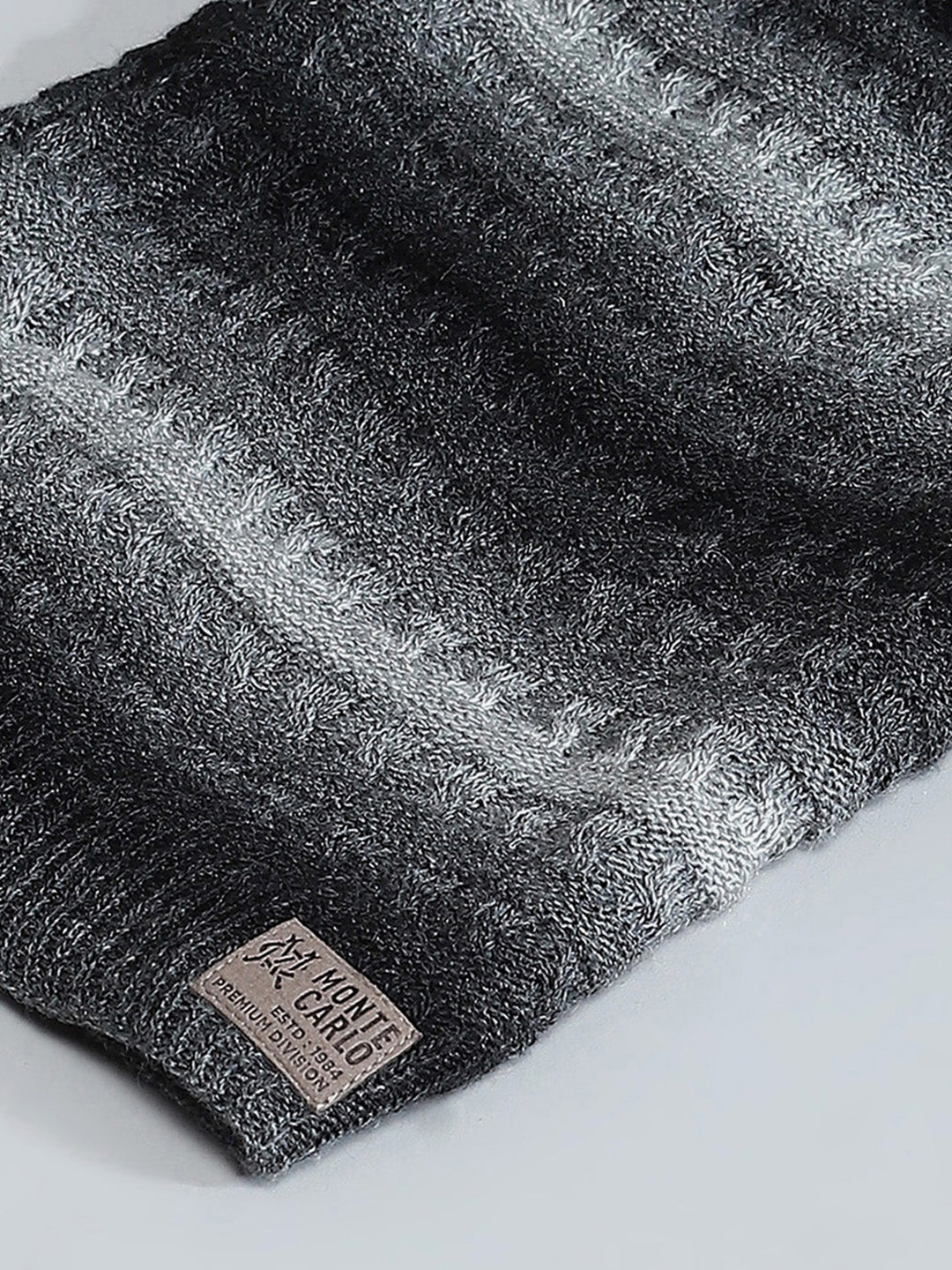 Men Black Self Design Cap