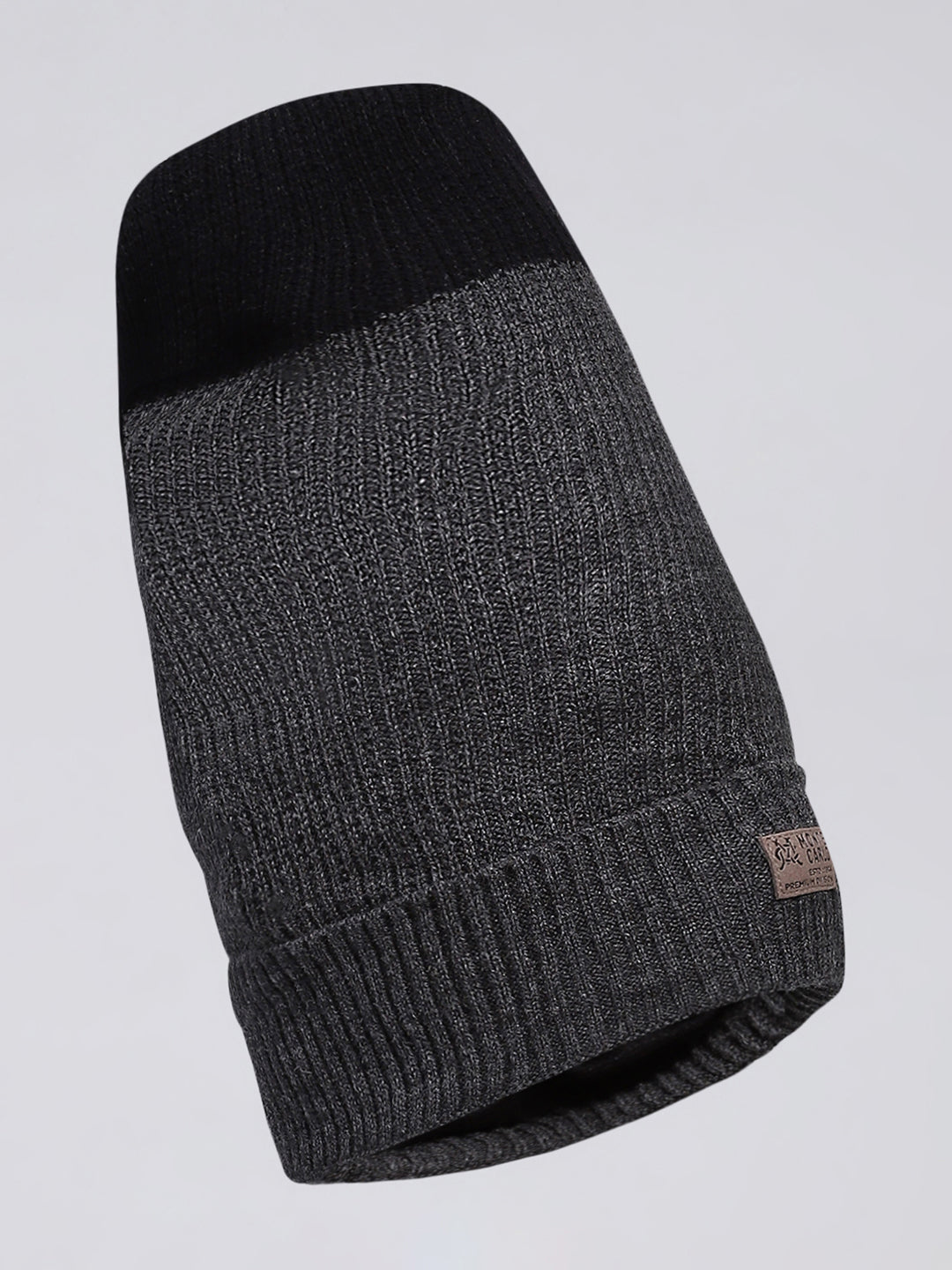 Men Grey Self Design Blend Wool Cap